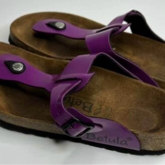Birkenstock Betula Gizeh Patent Purple Birko Adjustable Thong Sandals size 39 - Picture 4 of 6